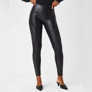 SPANX Moto Faux leather Black Leggings size 2X